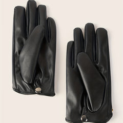 Metal Chain Decorative Gloves PU Leather Short Gloves