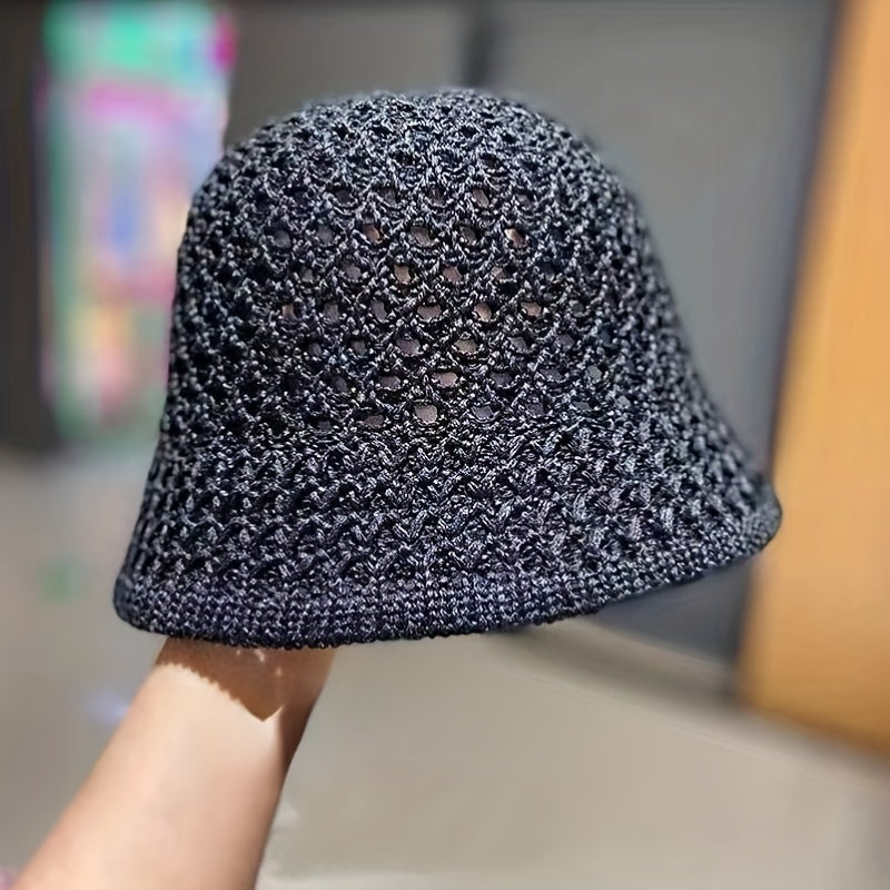 Women's Solid Knitted Bucket Hat Foldable Crochet Cloche Hat