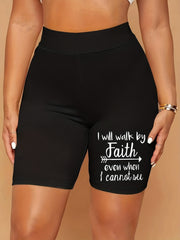  Casual Shorts Women's Plus Graphic Print High Rise Biker Shorts