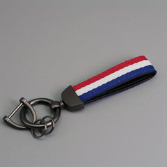 Men's Striped Nylon Ribbon Keychain Pendant