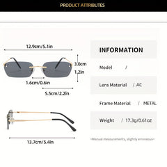 Men's Rimless Sunglasses Hip Hop Street Photography Holiday Party Glasses Bag