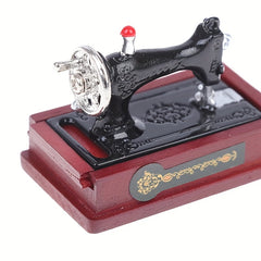 Dollhouse Vintage Sewing Machine with Table & Thread Box
