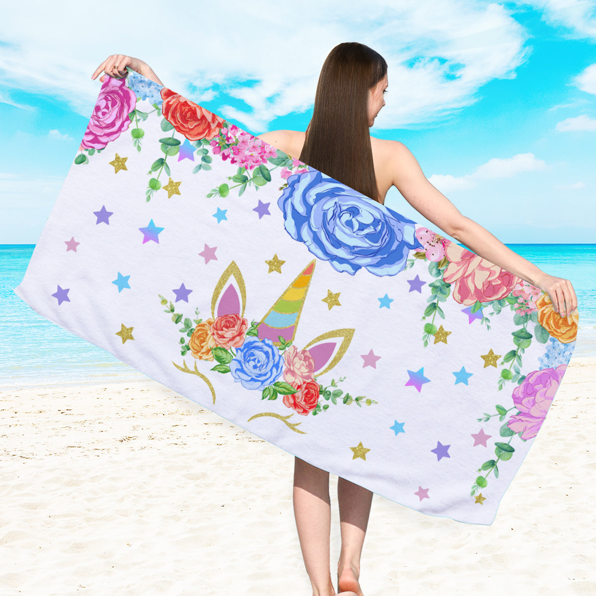 Unicorn Print Bath Towel Microfiber Quick Dry 25 X 59