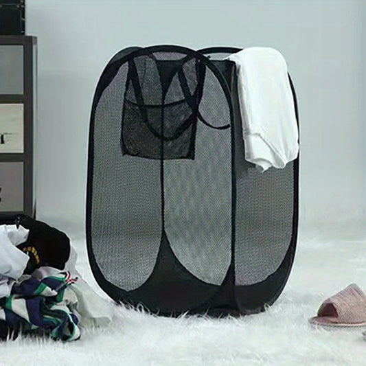 Mesh Pop Up Laundry Hamper Foldable Basket Organizer for Family College Dorm