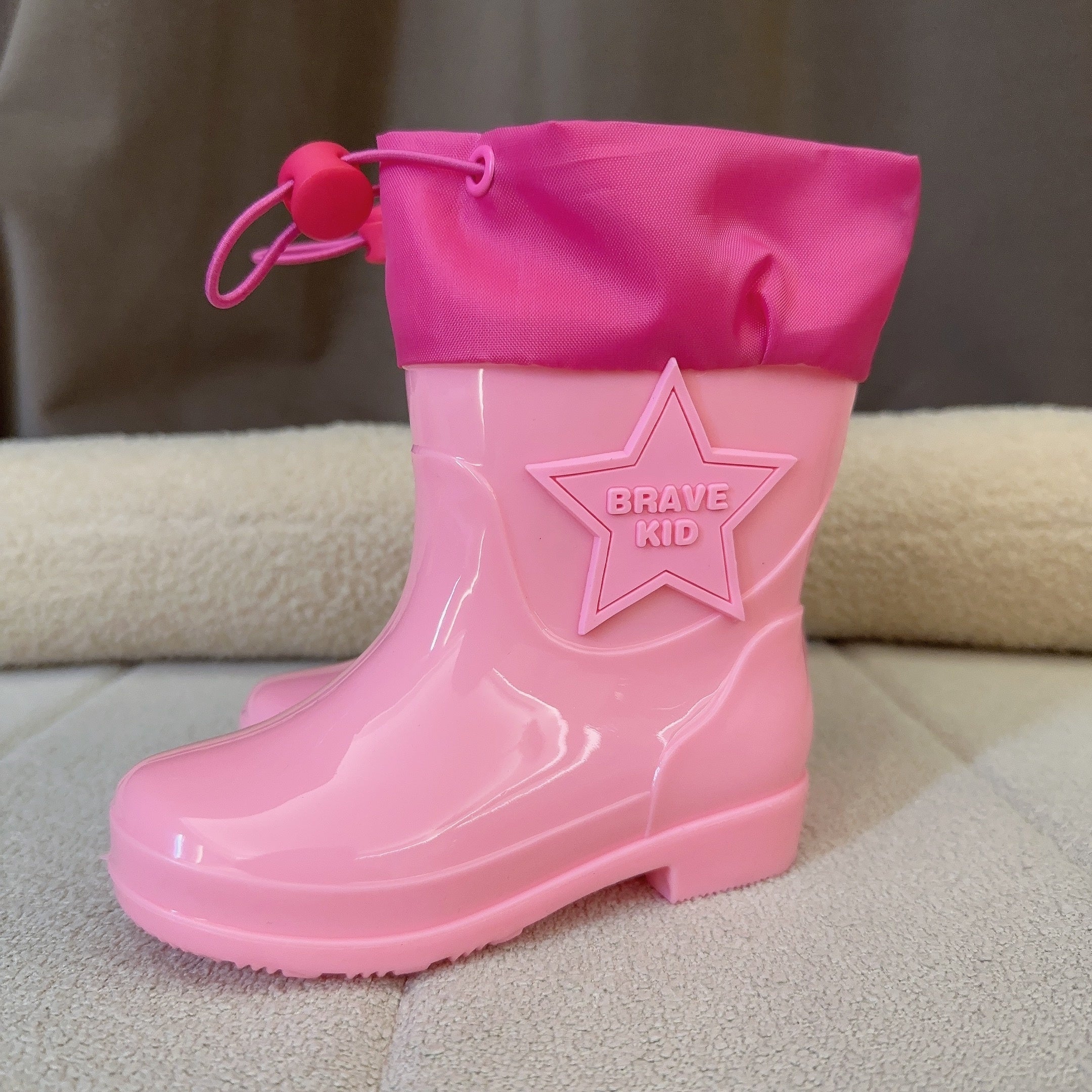 Swalker Star Solid Slip On Rain Boots For Girls Waterproof Non Slip Rain Boots