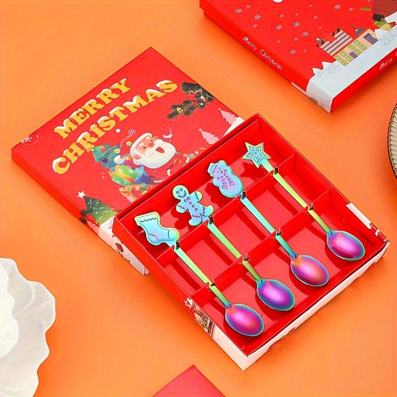 Christmas Snowman Fawn Stainless Steel Spoon Set