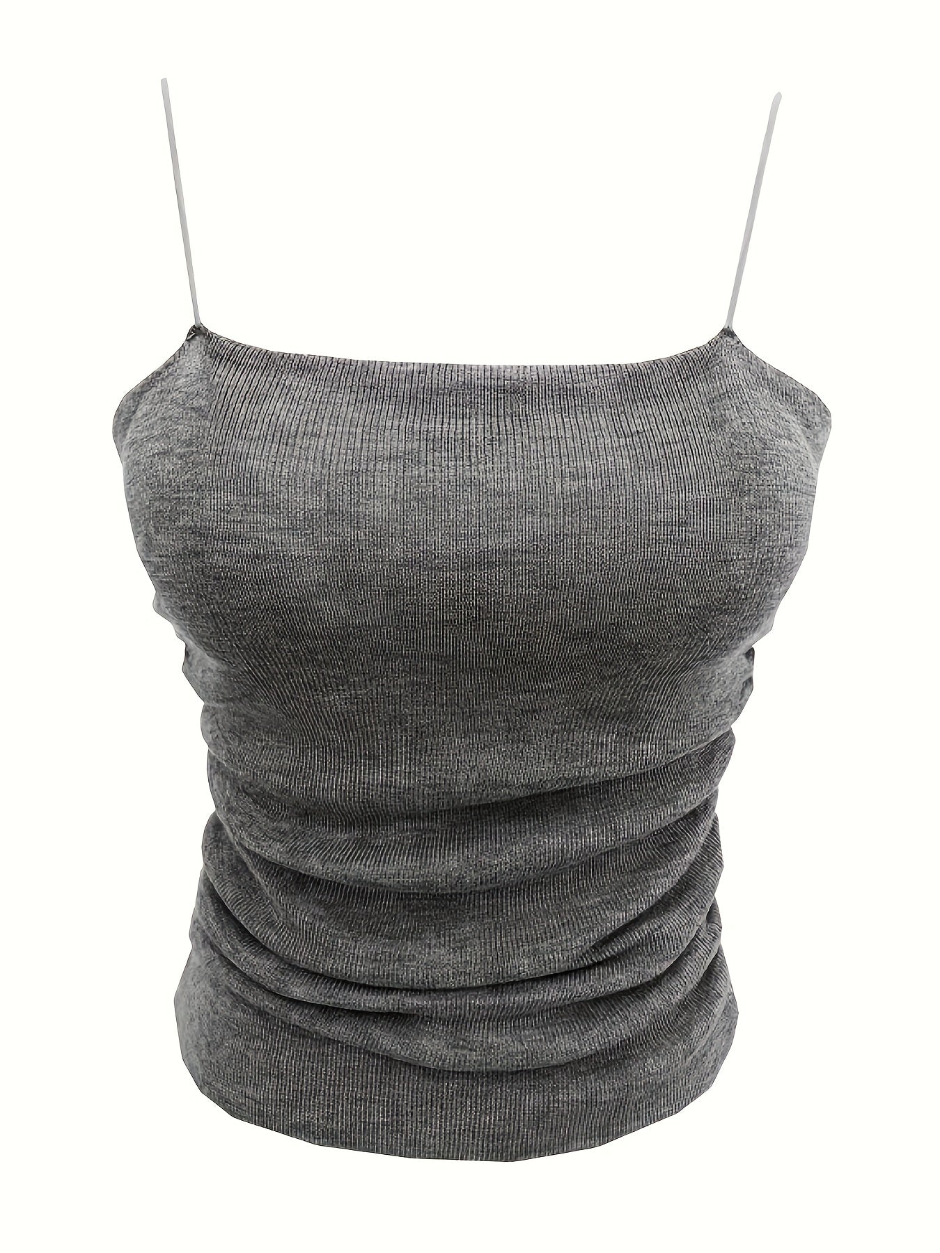 Solid Knitted Cami Top Round Neck Sleeveless Cami Top