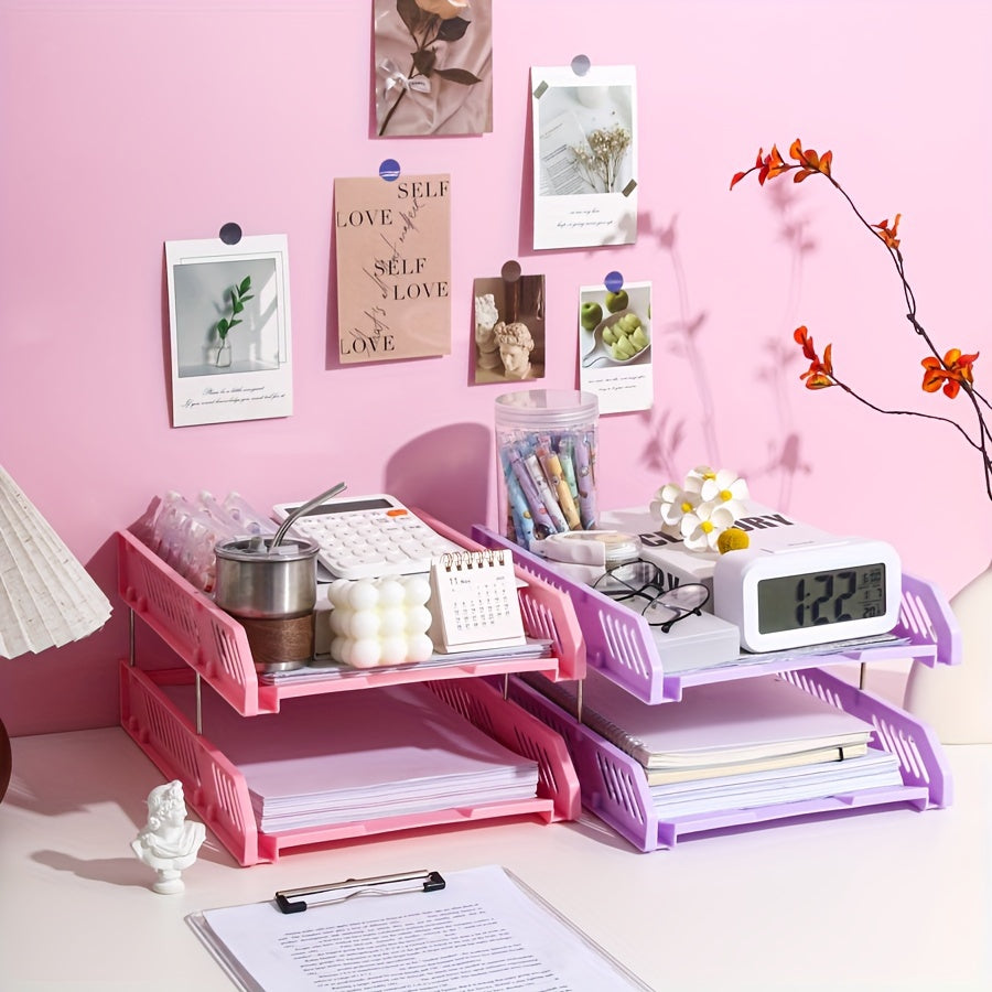 2nd Layer File Tray Organizer for Office Desk A4 File Frame Rack