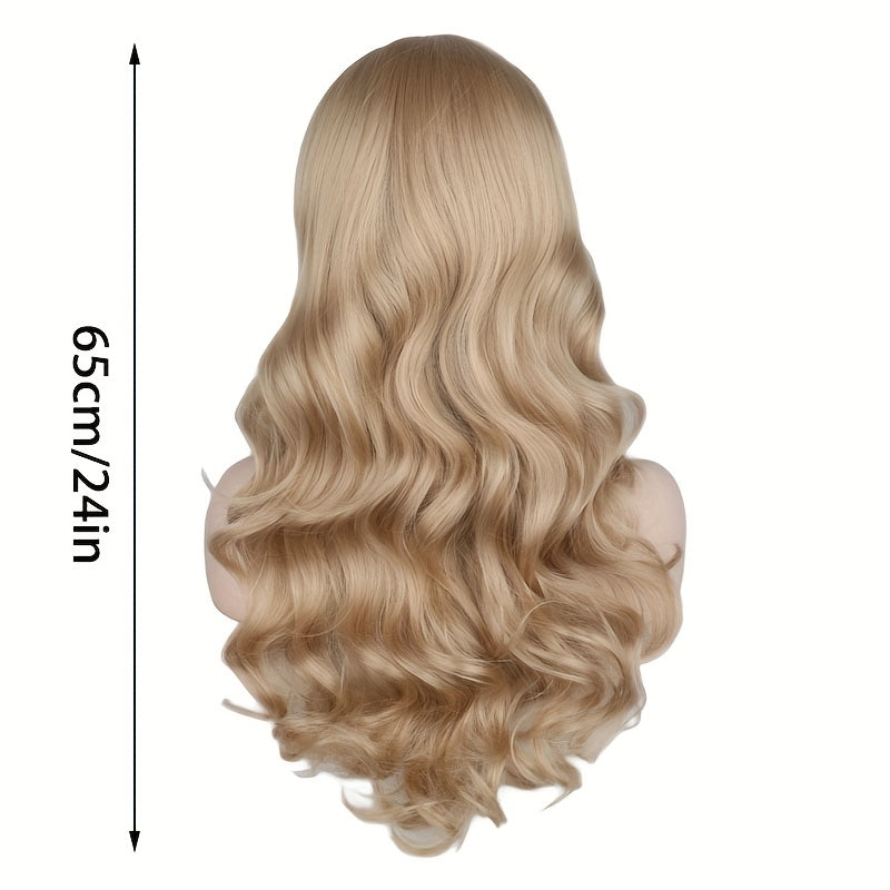 60cm Long Body Wave Hair Wig Synthetic Fiber Natural Looking for Women