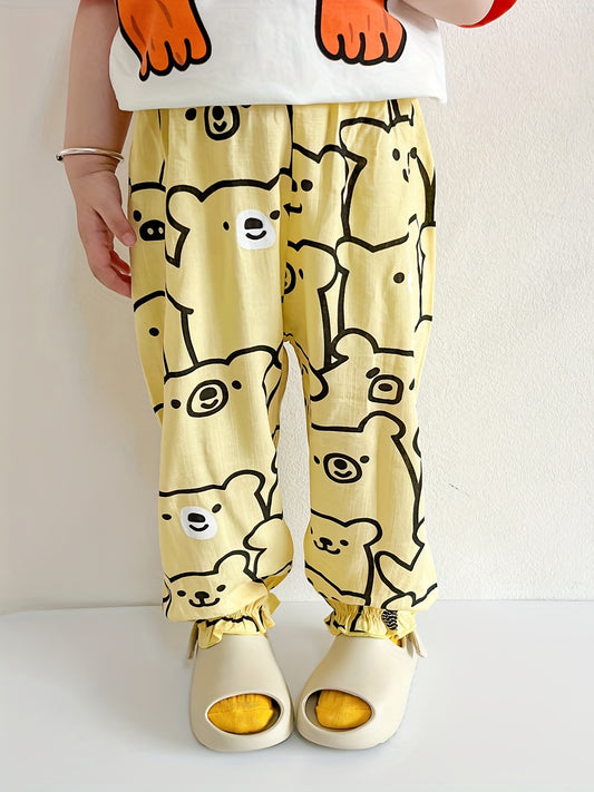 Kids Mosquito-Proof Cartoon Print Pants for Spring, Summer & Autumn