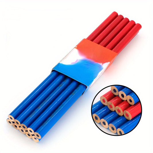 10pcs Red Woodworking Pencil Circular Marking Pen Dual Wood DIY Manual Tool