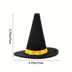 5pcs Halloween Mini Felt Witch Hats Family Yard Party Bar Wine Bottle Decoration