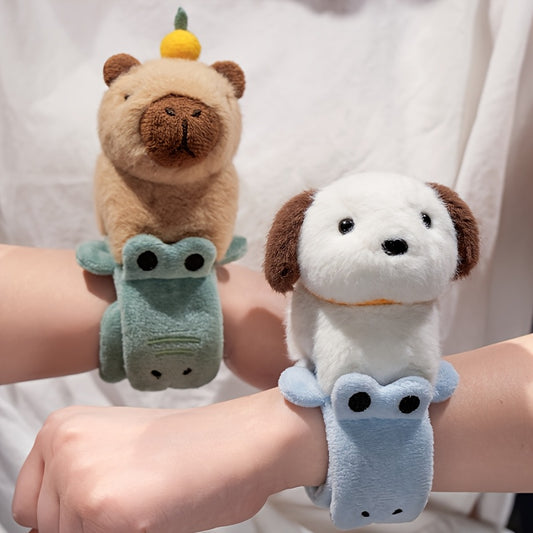 Skateboard Crocodile Capybara Puppy Plush Toy with Pop Ring