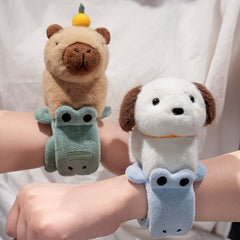 Skateboard Crocodile Capybara Puppy Plush Toy with Pop Ring