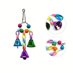 Colorful Beads Bell String Toy for Parrots Interactive Chain Toy