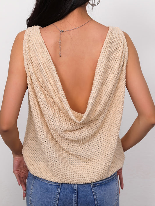 Casual Crew Neck Sleeveless Tank Top for Summer Women's Clothing