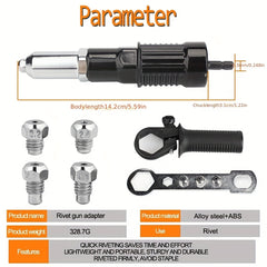 Rivet Gun Adapter for 2.4-3.2-4.0-4.8mm Rivet Head Bits