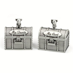 Baby Tooth Treasure Chest Box Silvery Tooth Holder And Curl Organizer Set