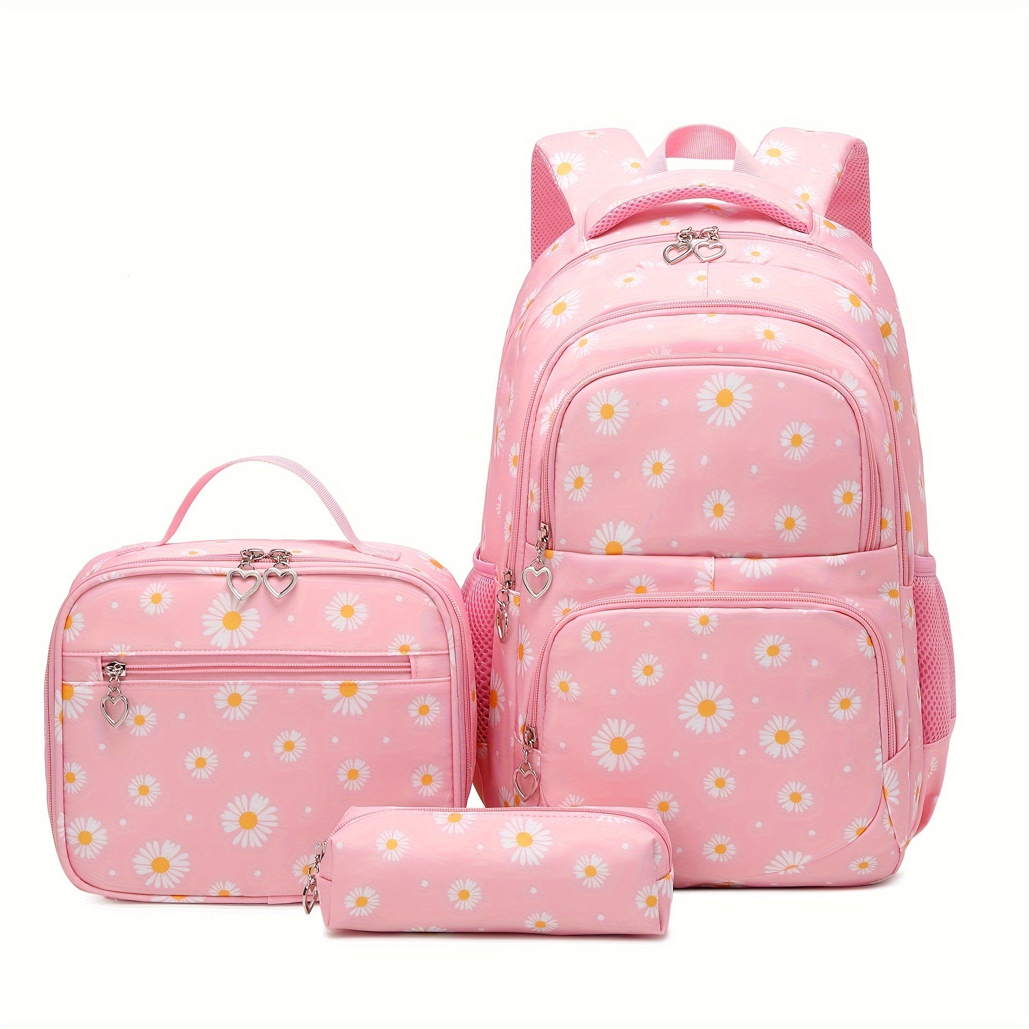 Daisy Print Backpack Set with Lunch Kits for Teen Girls