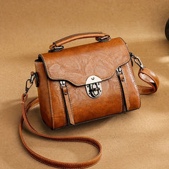 Vintage Turn Lock Satchel Handbag with Classic Crossbody