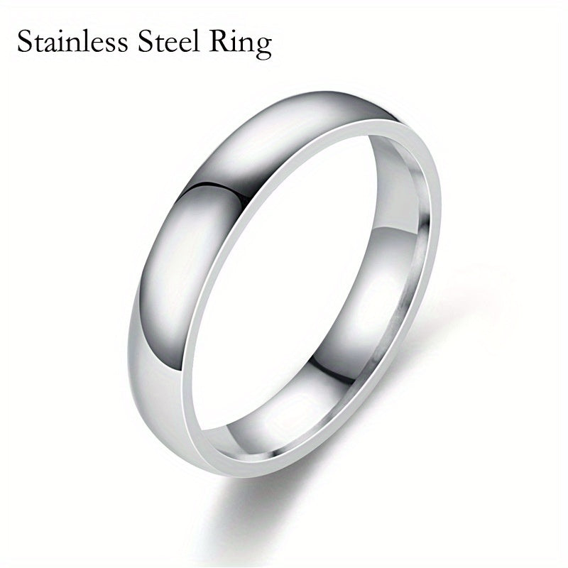 Men's Silver Stainless Steel Zircon Ring Set