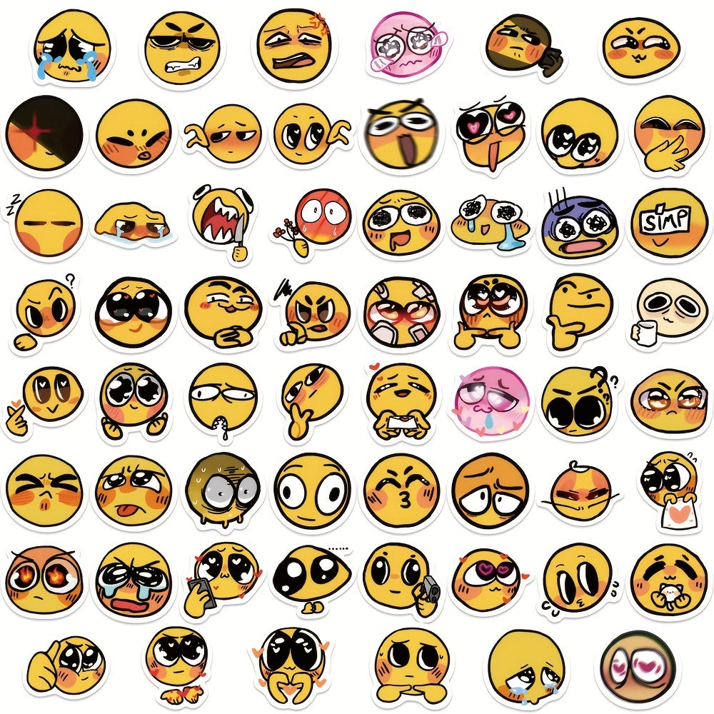 60 Adorable Yellow Face Expression Stickers for Scrapbooking and Decoration