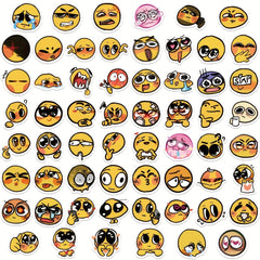 60 Adorable Yellow Face Expression Stickers for Scrapbooking and Decoration