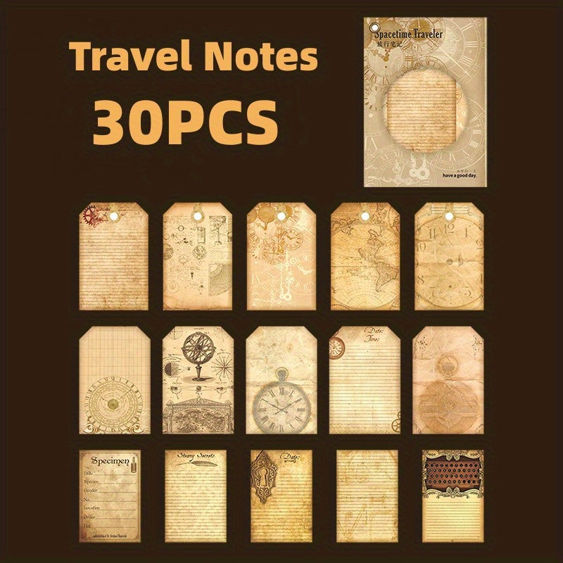 30PCS Vintage Background Paper Sticker Tape for Scrapbooking and Journaling
