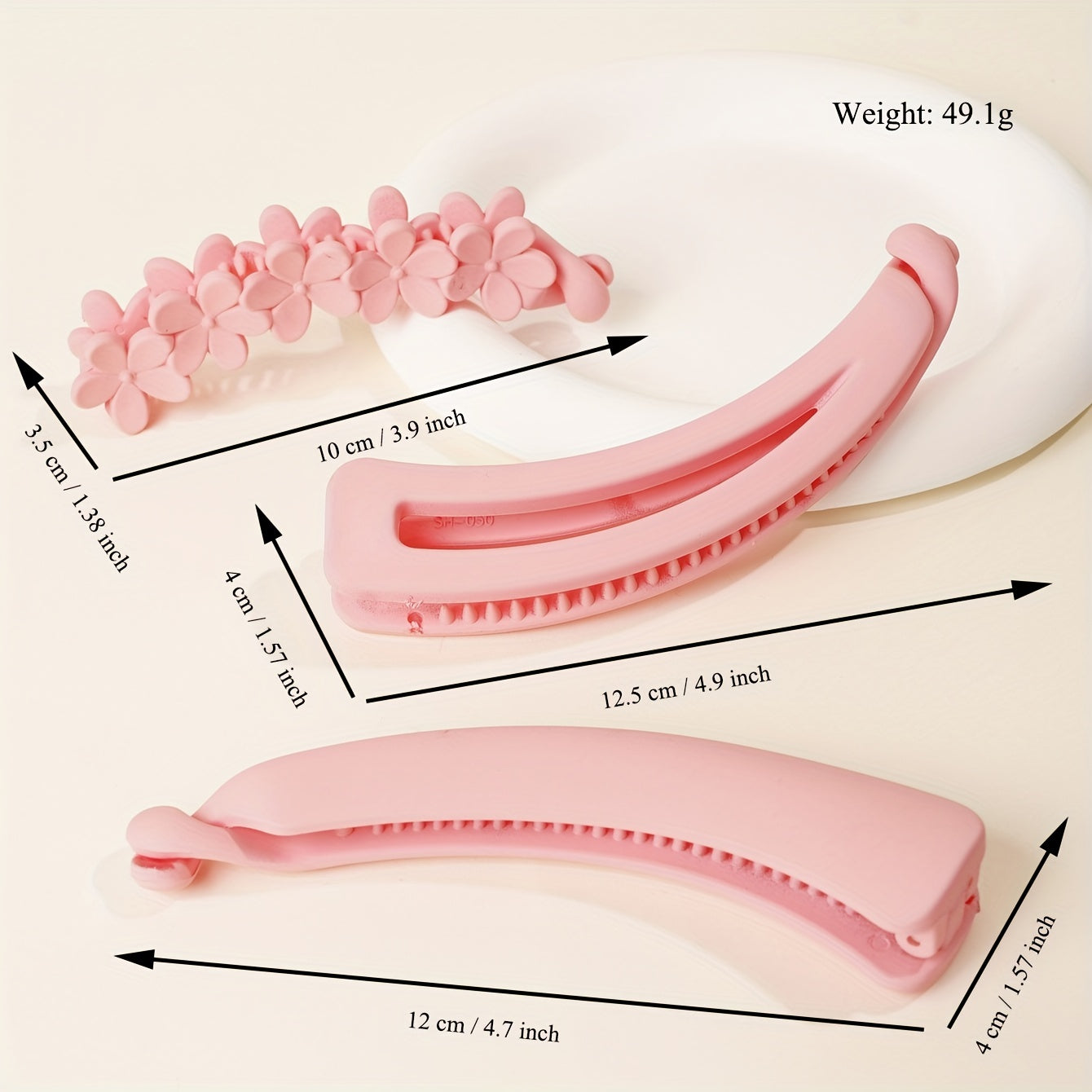 3pcs Peach Pink Frosted Banana Clips Hair Accessories