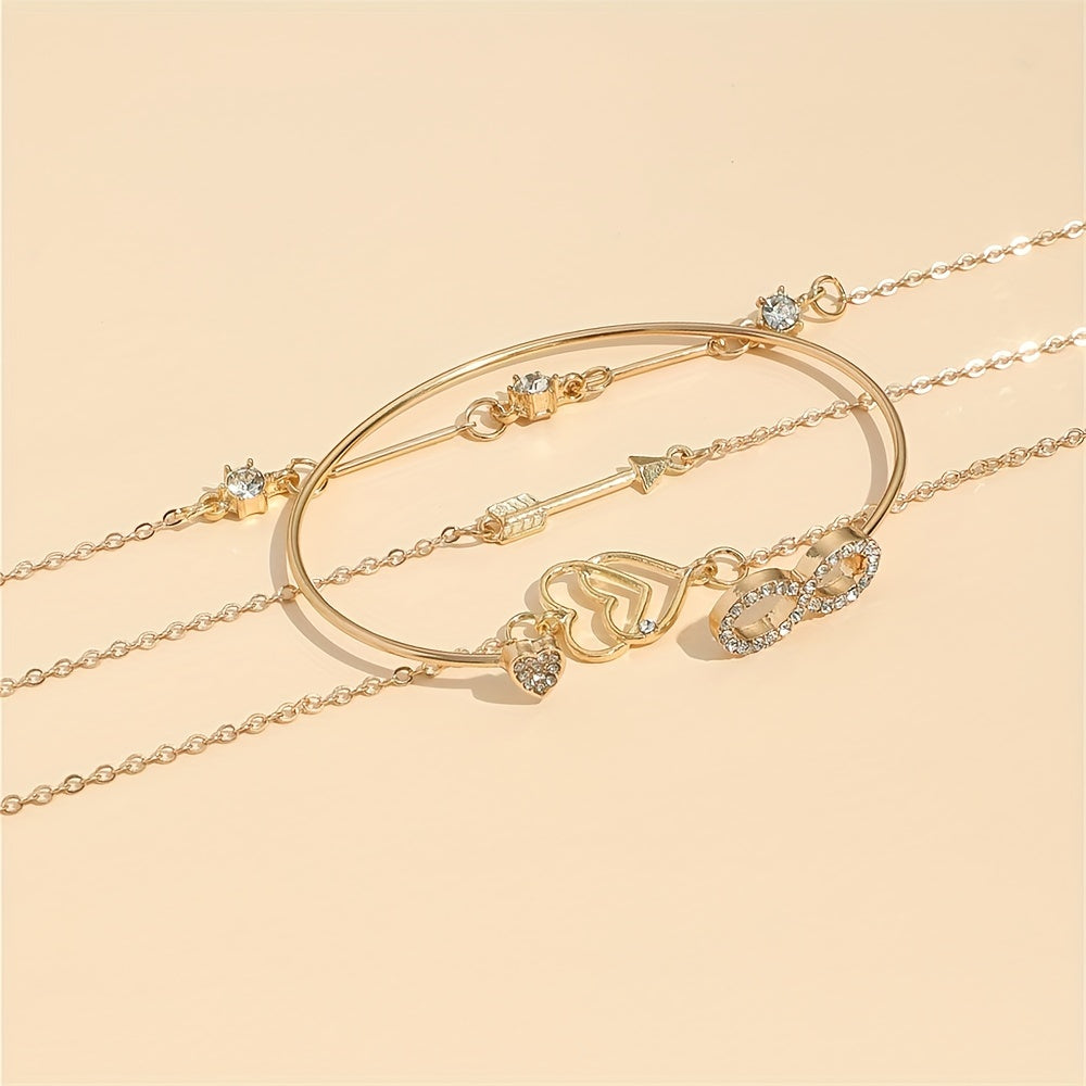 4 Pcs Boho Style Bangle Bracelets Set, Dainty Hand Jewelry Decor