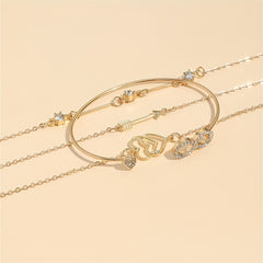 4 Pcs Boho Style Bangle Bracelets Set, Dainty Hand Jewelry Decor