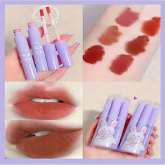 6 pcs Waterproof Matte Velvet Lip Tint with Cartoon Bunny Print