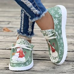 Women's Christmas Skate Shoes with Snowmen and Snowflakes