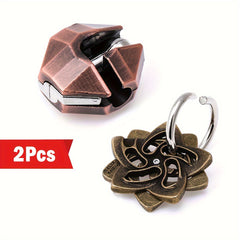 2pcs Classic Metal Puzzle Keychains 3D Brain Teaser High Intelligence Gift