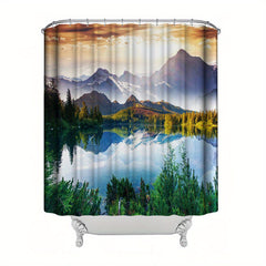 Natural Landscape Shower Curtain Bathroom Waterproof Curtain with 12 Hooks