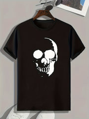 Skull Pattern Print Men's Comfy Sports T shirt Graphic Tee