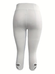 Solid Skinny Capris Leggings Women's Clothing