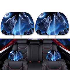 Wolf Pattern Headrest Cover for Car Seats