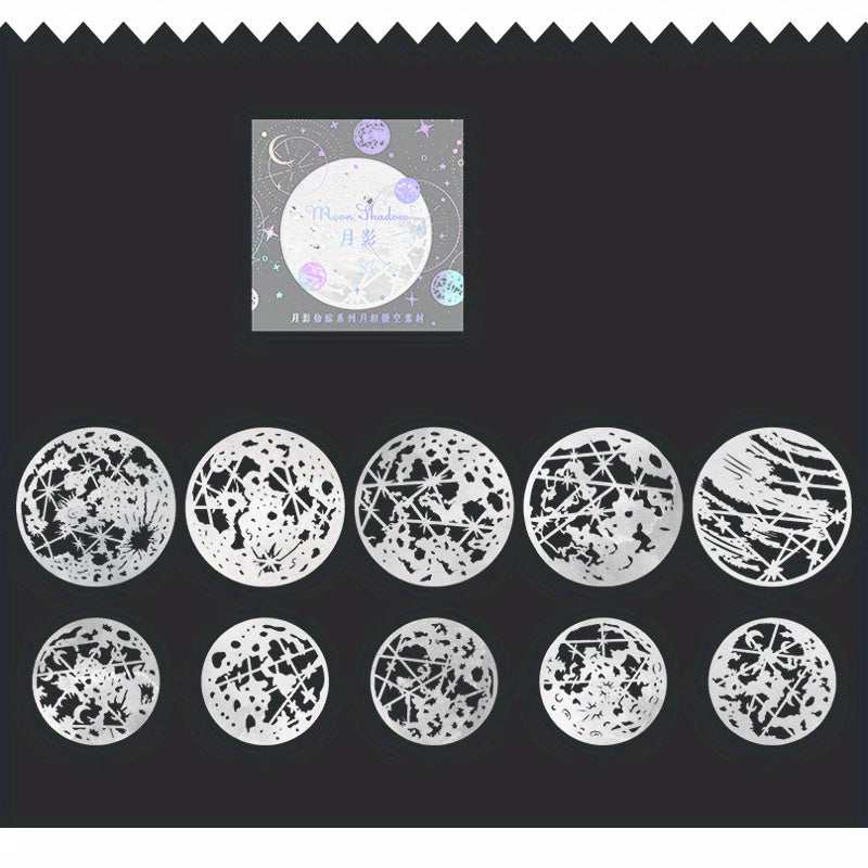 10pcs Retro Hollow Moon Phase Paper for Landscaping, 10x4x2In, 13x5x1In