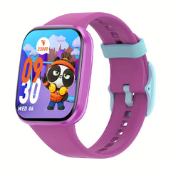 Kids Smartwatch Pink Purple Ages 6-12 Magnetic Charging Silicone Strap