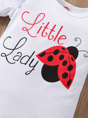 3pcs Newborn Baby Girls Ladybug Cartoon Print Outfit Set