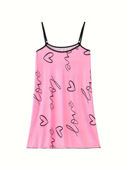 Heart & Art Letter Print Cami Nightdress