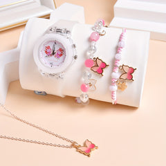 Butterfly Girl Watch Set LED Light Up Quartz Wristwatch