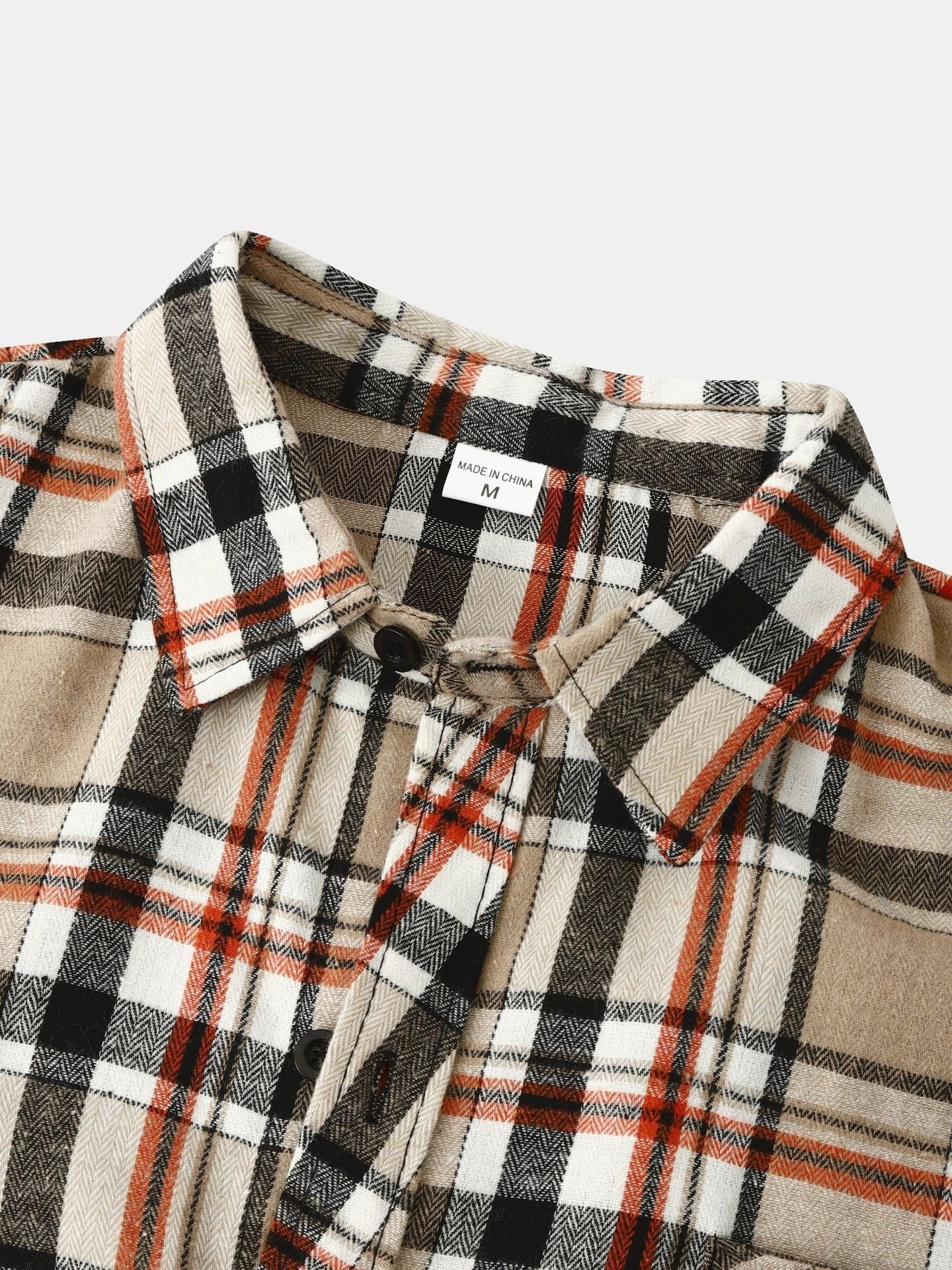 Men's Vintage Hawaiian Style Flannel Fleece Plaid Lapel Shirt