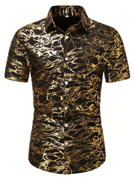 Bronzing Print Men s Casual Short Sleeve Shirt
