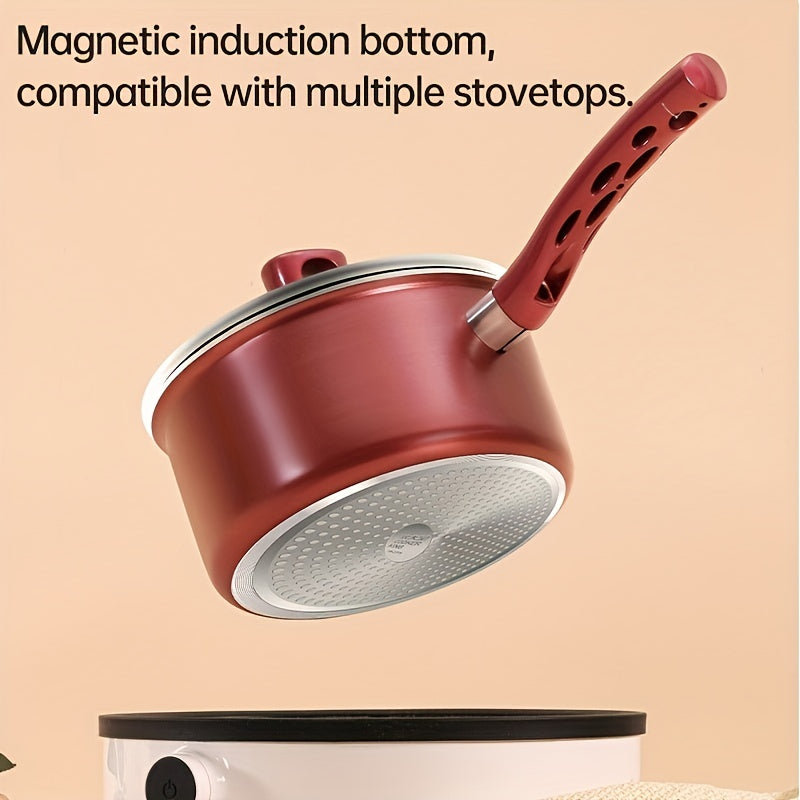 1qt Nonstick Saucepan with Glass Lid Induction Ready