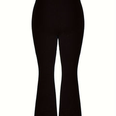  Solid Flared Leg Stretch Trousers