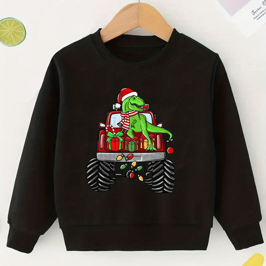 Christmas Dinosaur Pattern Sweatshirt for Kids