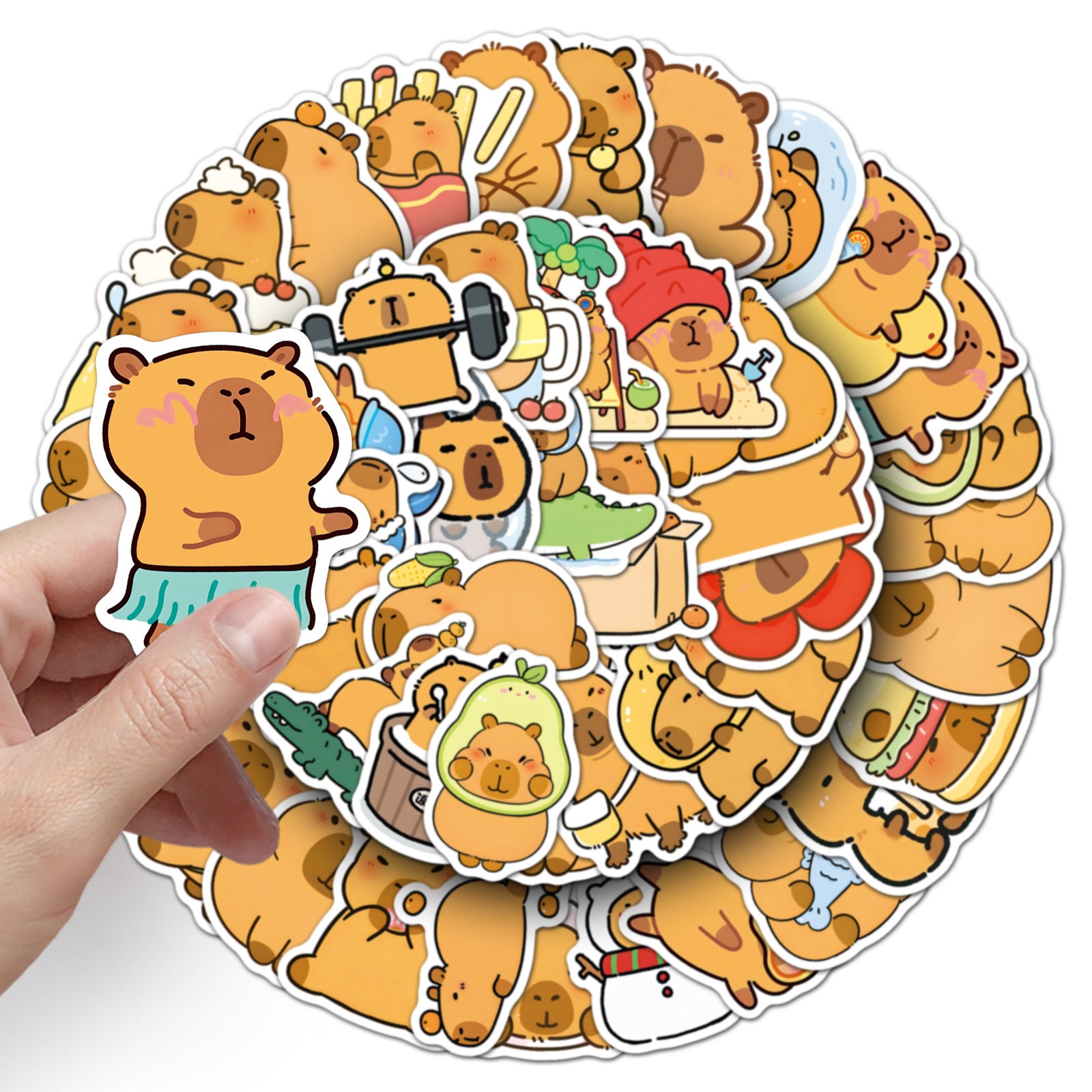 50pcs Capybara Vinyl Stickers Reusable PVC Decals Whimsical Designs