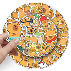 50pcs Capybara Vinyl Stickers Reusable PVC Decals Whimsical Designs